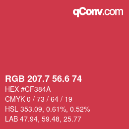 カラーコード: RGB 207.7 56.6 74 | qconv.com