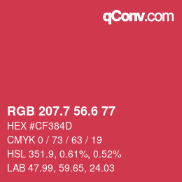カラーコード: RGB 207.7 56.6 77 | qconv.com