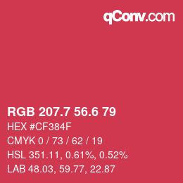 カラーコード: RGB 207.7 56.6 79 | qconv.com