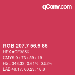 カラーコード: RGB 207.7 56.6 86 | qconv.com