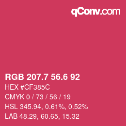 カラーコード: RGB 207.7 56.6 92 | qconv.com
