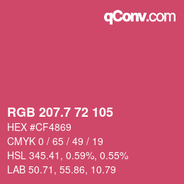 颜色代码: RGB 207.7 72 105 | qconv.com