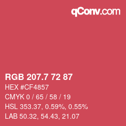 カラーコード: RGB 207.7 72 87 | qconv.com