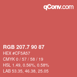 カラーコード: RGB 207.7 90 87 | qconv.com