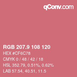 カラーコード: RGB 207.9 108 120 | qconv.com