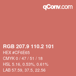 Color code: RGB 207.9 110.2 101 | qconv.com