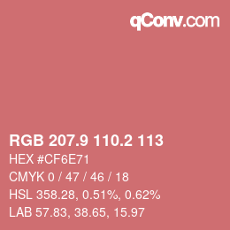 カラーコード: RGB 207.9 110.2 113 | qconv.com