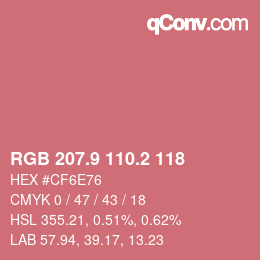 カラーコード: RGB 207.9 110.2 118 | qconv.com