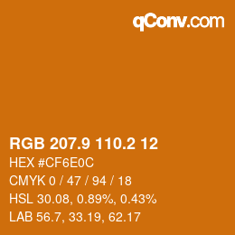カラーコード: RGB 207.9 110.2 12 | qconv.com