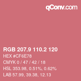Color code: RGB 207.9 110.2 120 | qconv.com