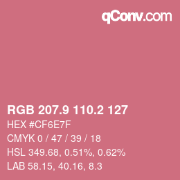 カラーコード: RGB 207.9 110.2 127 | qconv.com