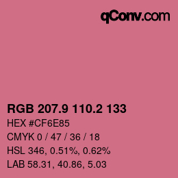 カラーコード: RGB 207.9 110.2 133 | qconv.com
