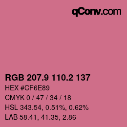カラーコード: RGB 207.9 110.2 137 | qconv.com