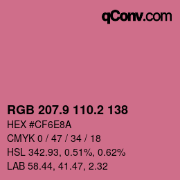 カラーコード: RGB 207.9 110.2 138 | qconv.com