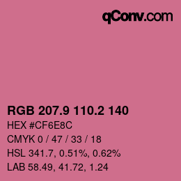 カラーコード: RGB 207.9 110.2 140 | qconv.com