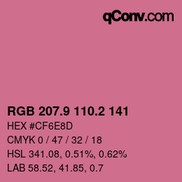 カラーコード: RGB 207.9 110.2 141 | qconv.com