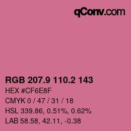 カラーコード: RGB 207.9 110.2 143 | qconv.com