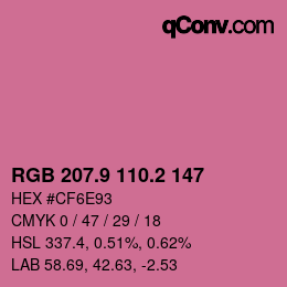 カラーコード: RGB 207.9 110.2 147 | qconv.com