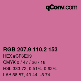 カラーコード: RGB 207.9 110.2 153 | qconv.com