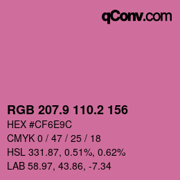 カラーコード: RGB 207.9 110.2 156 | qconv.com