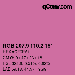カラーコード: RGB 207.9 110.2 161 | qconv.com