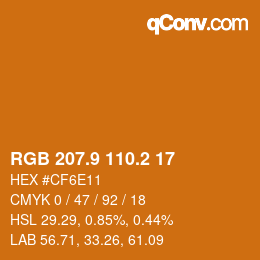 カラーコード: RGB 207.9 110.2 17 | qconv.com