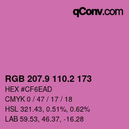 カラーコード: RGB 207.9 110.2 173 | qconv.com