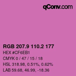 カラーコード: RGB 207.9 110.2 177 | qconv.com