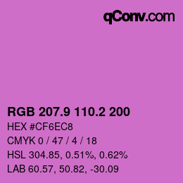 カラーコード: RGB 207.9 110.2 200 | qconv.com