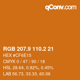 カラーコード: RGB 207.9 110.2 21 | qconv.com