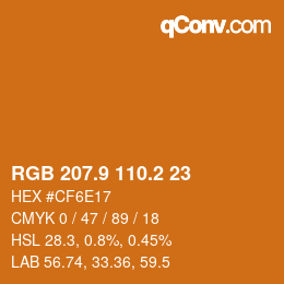 カラーコード: RGB 207.9 110.2 23 | qconv.com