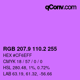 颜色代码: RGB 207.9 110.2 255 | qconv.com