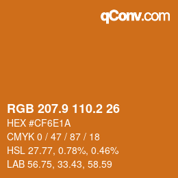 カラーコード: RGB 207.9 110.2 26 | qconv.com