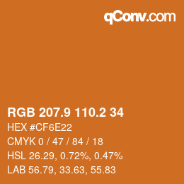 Color code: RGB 207.9 110.2 34 | qconv.com