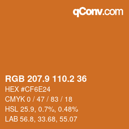カラーコード: RGB 207.9 110.2 36 | qconv.com