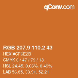 Color code: RGB 207.9 110.2 43 | qconv.com