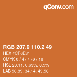 カラーコード: RGB 207.9 110.2 49 | qconv.com