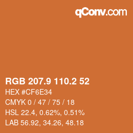 カラーコード: RGB 207.9 110.2 52 | qconv.com