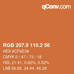 カラーコード: RGB 207.9 110.2 56 | qconv.com
