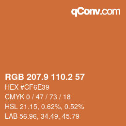 Color code: RGB 207.9 110.2 57 | qconv.com