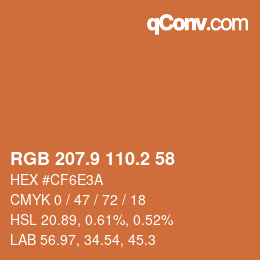 Color code: RGB 207.9 110.2 58 | qconv.com
