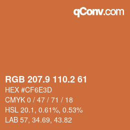 カラーコード: RGB 207.9 110.2 61 | qconv.com