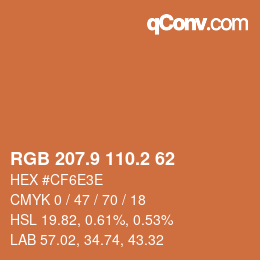 Color code: RGB 207.9 110.2 62 | qconv.com