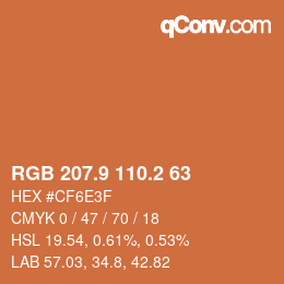カラーコード: RGB 207.9 110.2 63 | qconv.com