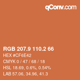 Color code: RGB 207.9 110.2 66 | qconv.com