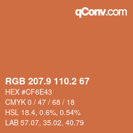 Color code: RGB 207.9 110.2 67 | qconv.com