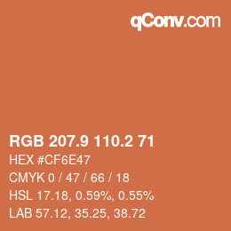 Farbcode: RGB 207.9 110.2 71 | qconv.com