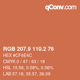 Color code: RGB 207.9 110.2 76 | qconv.com