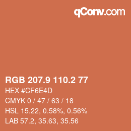 Color code: RGB 207.9 110.2 77 | qconv.com