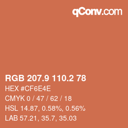 カラーコード: RGB 207.9 110.2 78 | qconv.com